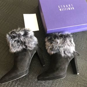 Stuart Weitzman Bootie Suede with Fur